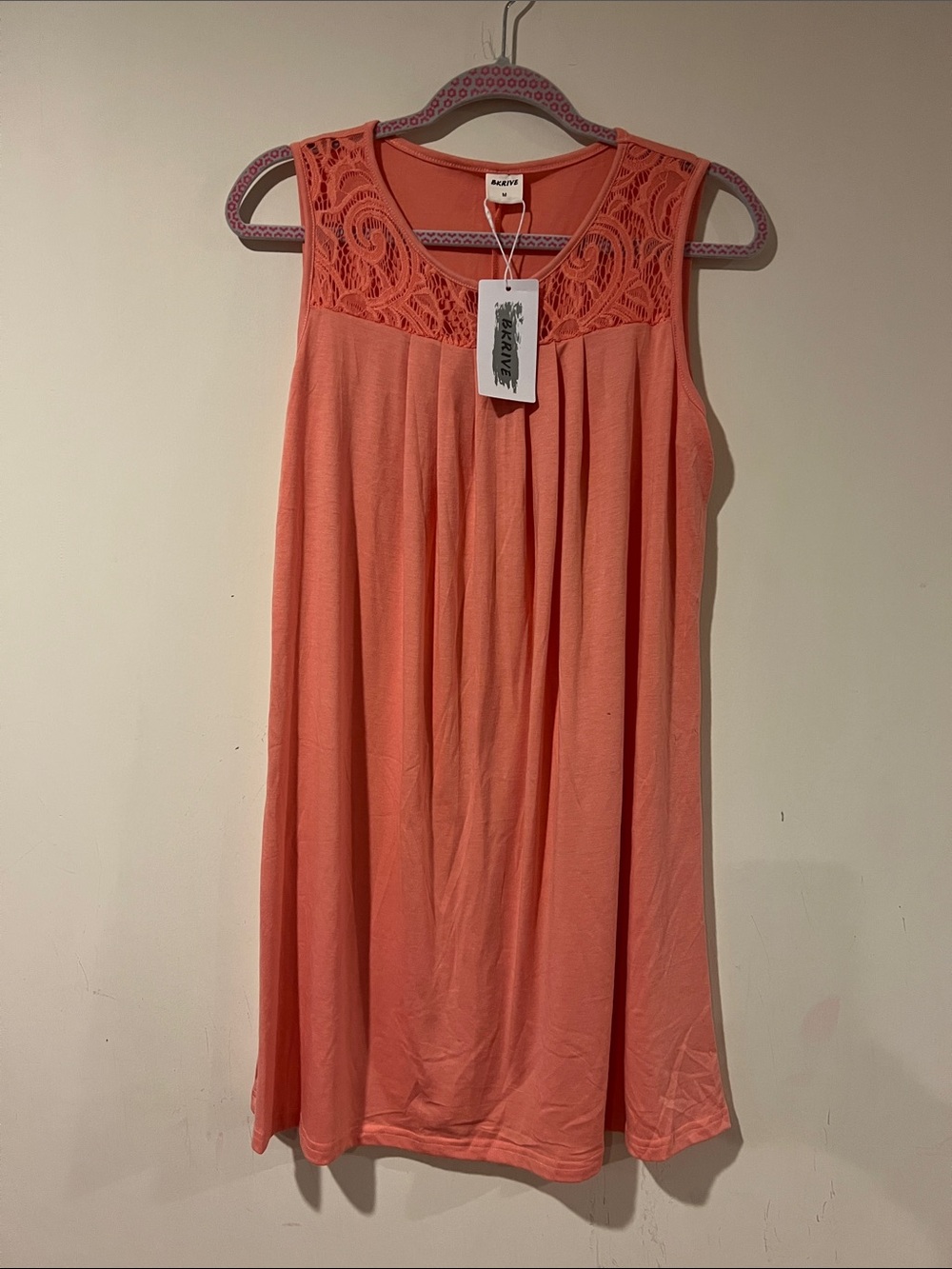 Brave Soul Coral Crochet Yoke Sleeveless Tank